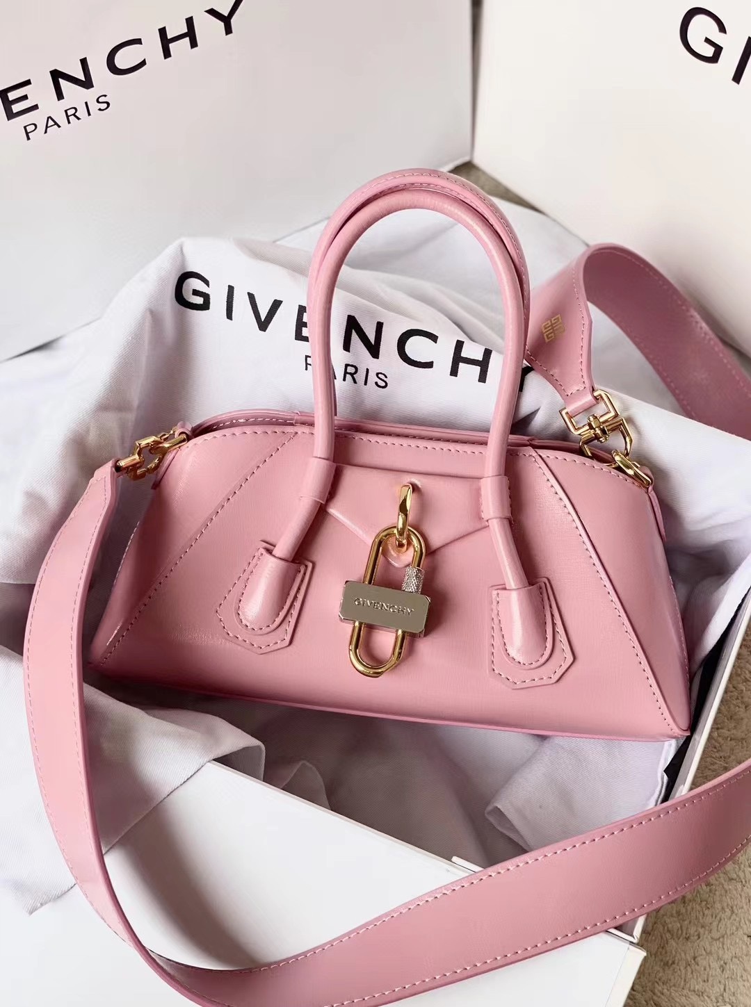 Bagsaaa Givenchy Antigona Strectch Pink Bag - 22*12*8cm