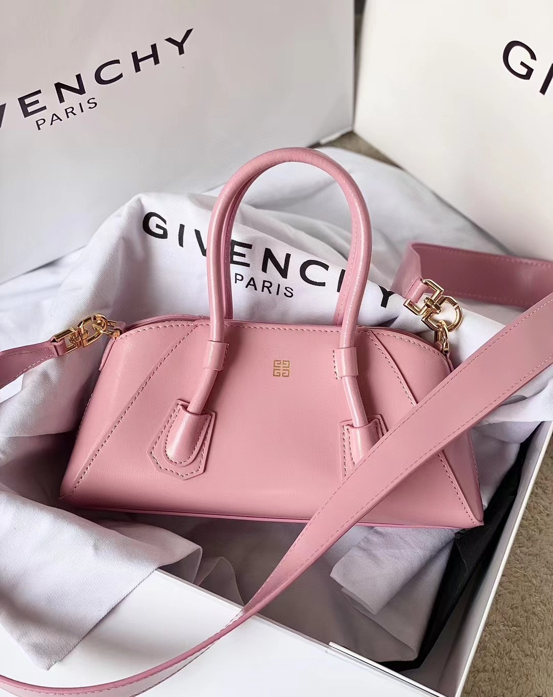 Bagsaaa Givenchy Antigona Strectch Pink Bag - 22*12*8cm