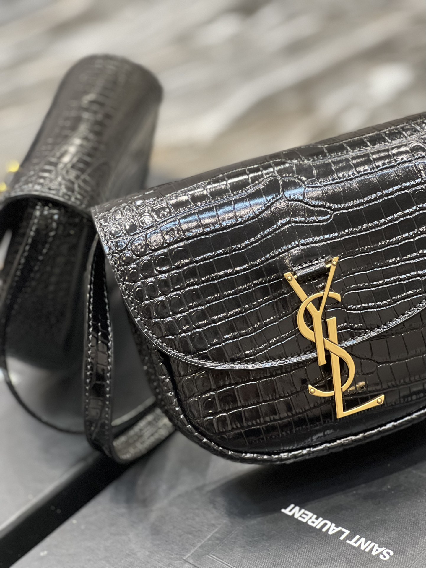 Bagsaaa Y51 Kaia Small Bag In Crocodile Leather - 18 x 15.5 x 5.5 cm