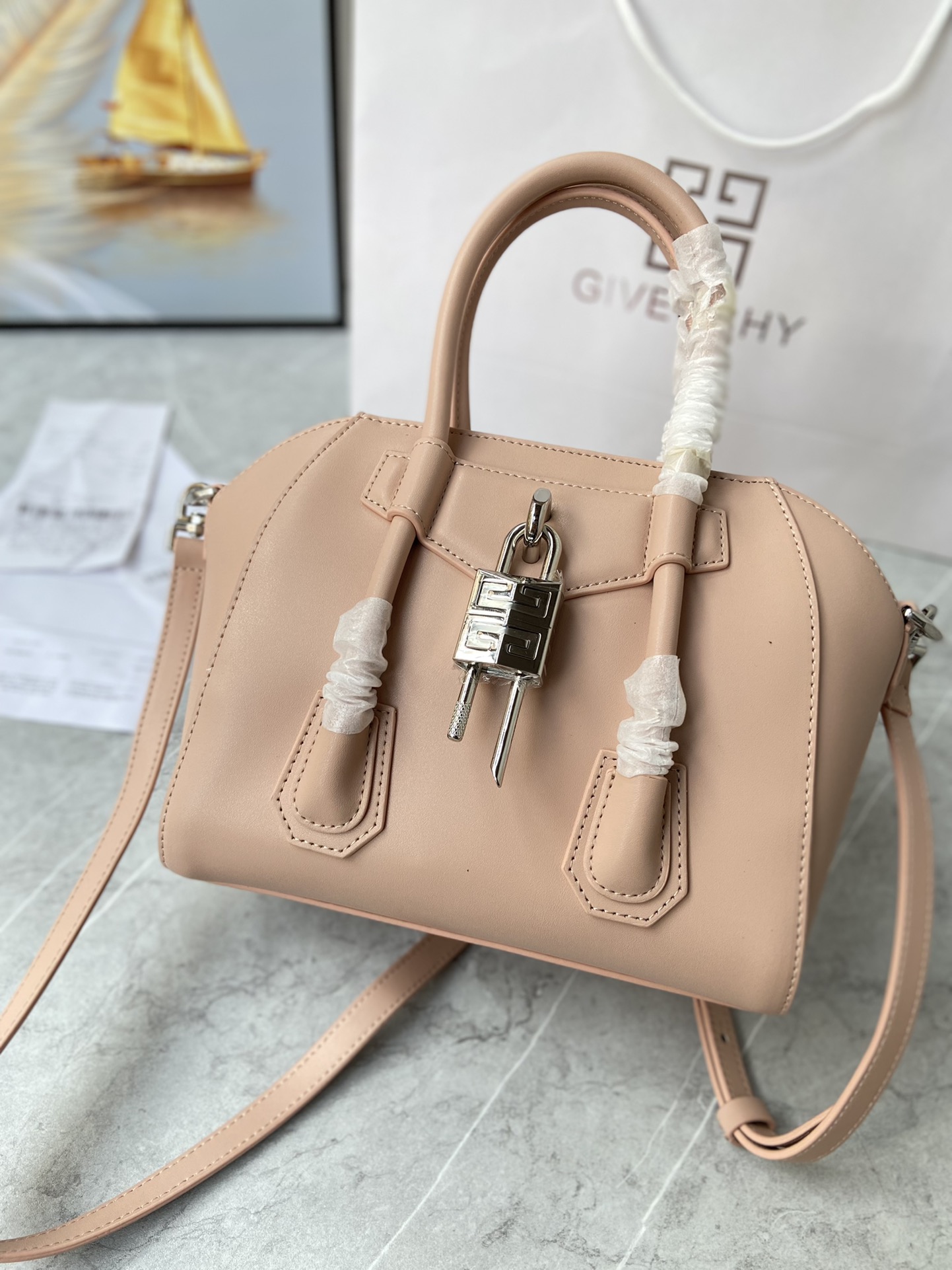 Bagsaaa Givenchy Antigona Lock Tote Bag Nude - 23*27*13cm