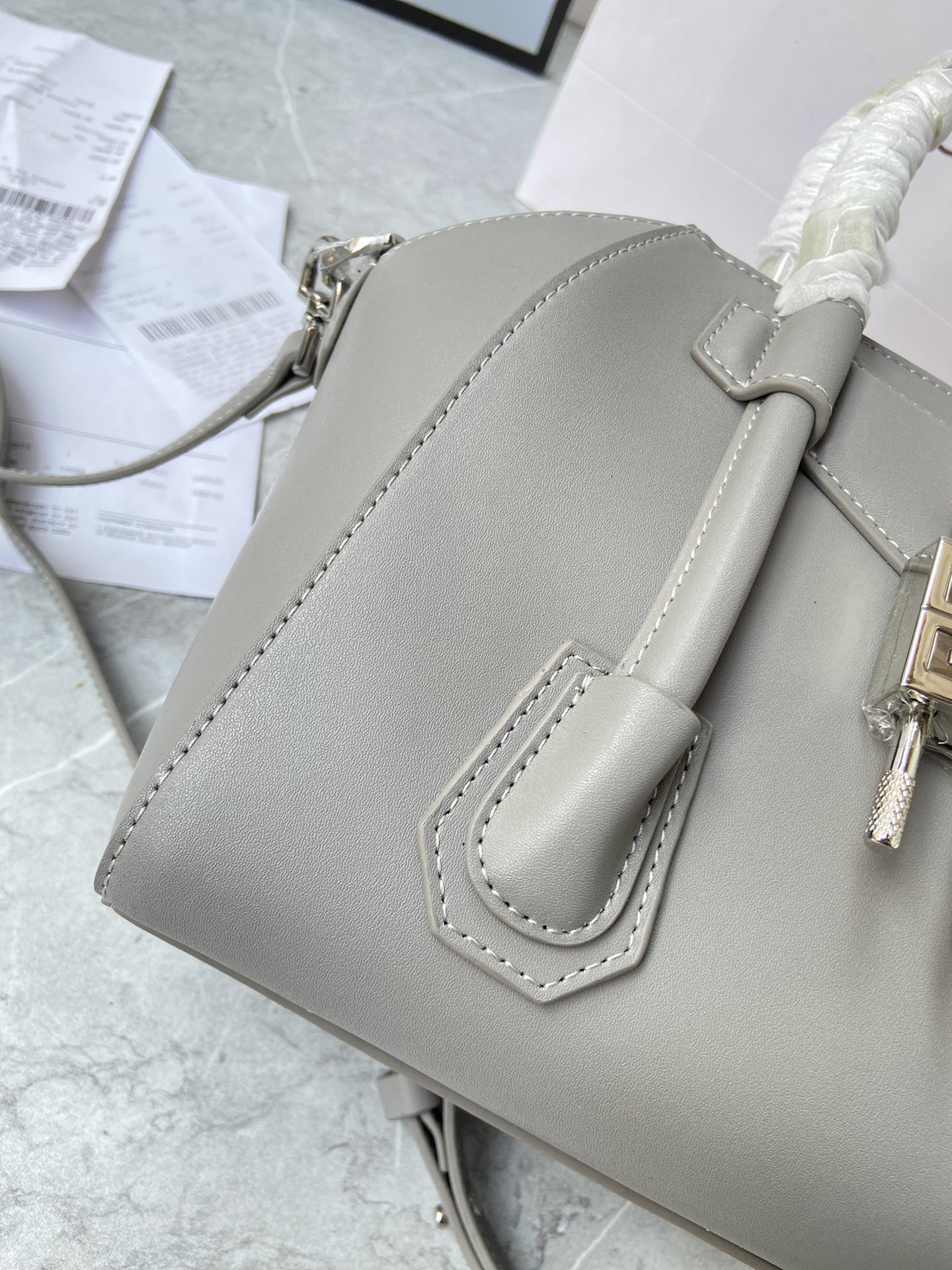 Bagsaaa Givenchy Antigona Lock Tote Bag Grey - 23*27*13cm