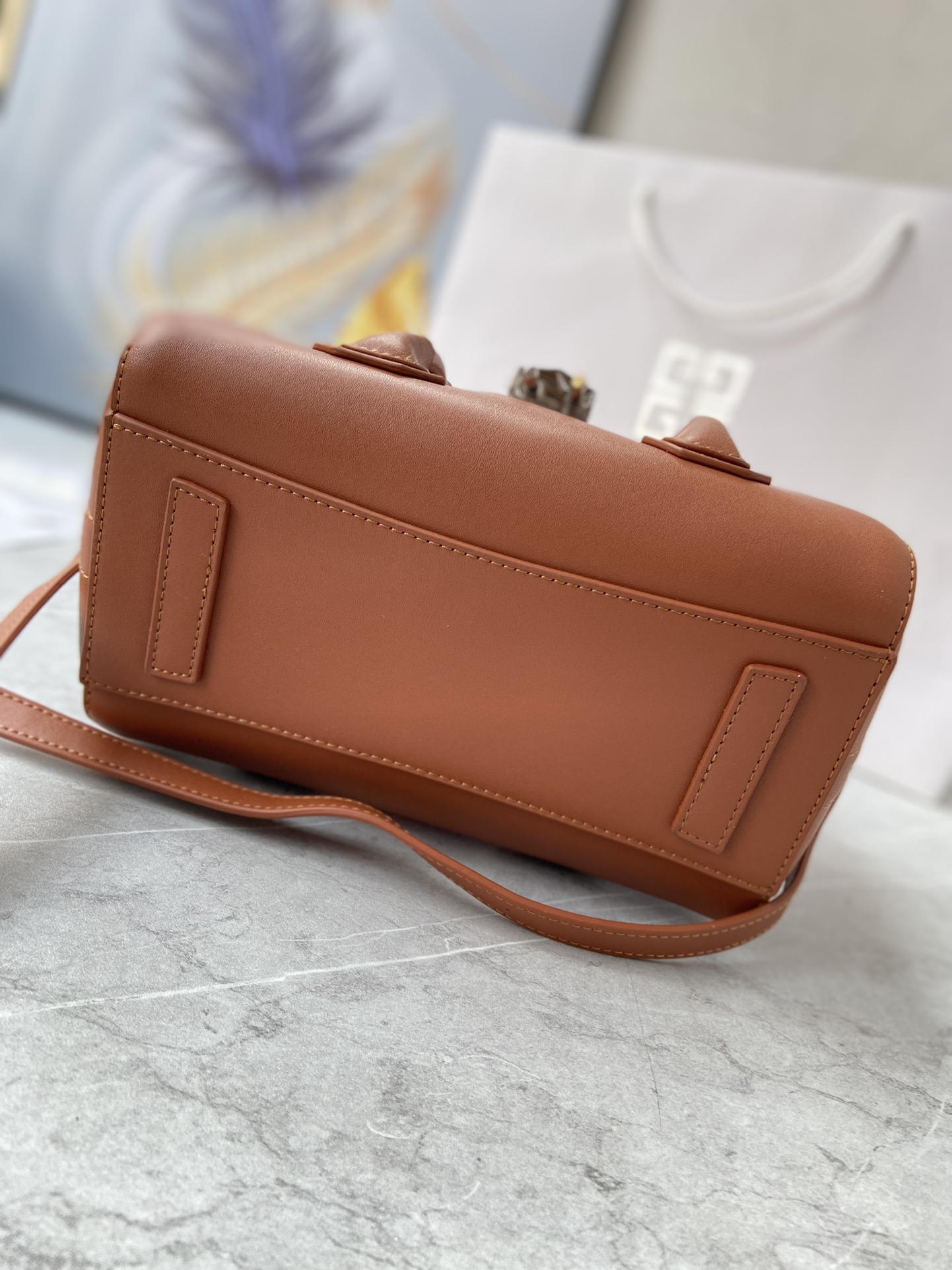 Bagsaaa Givenchy Antigona Lock Tote Bag Brown - 23*27*13cm
