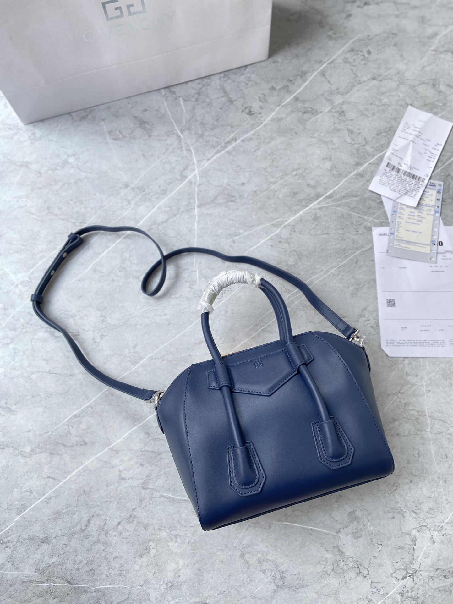 Bagsaaa Givenchy Antigona Lock Tote Bag Blue - 23*27*13cm