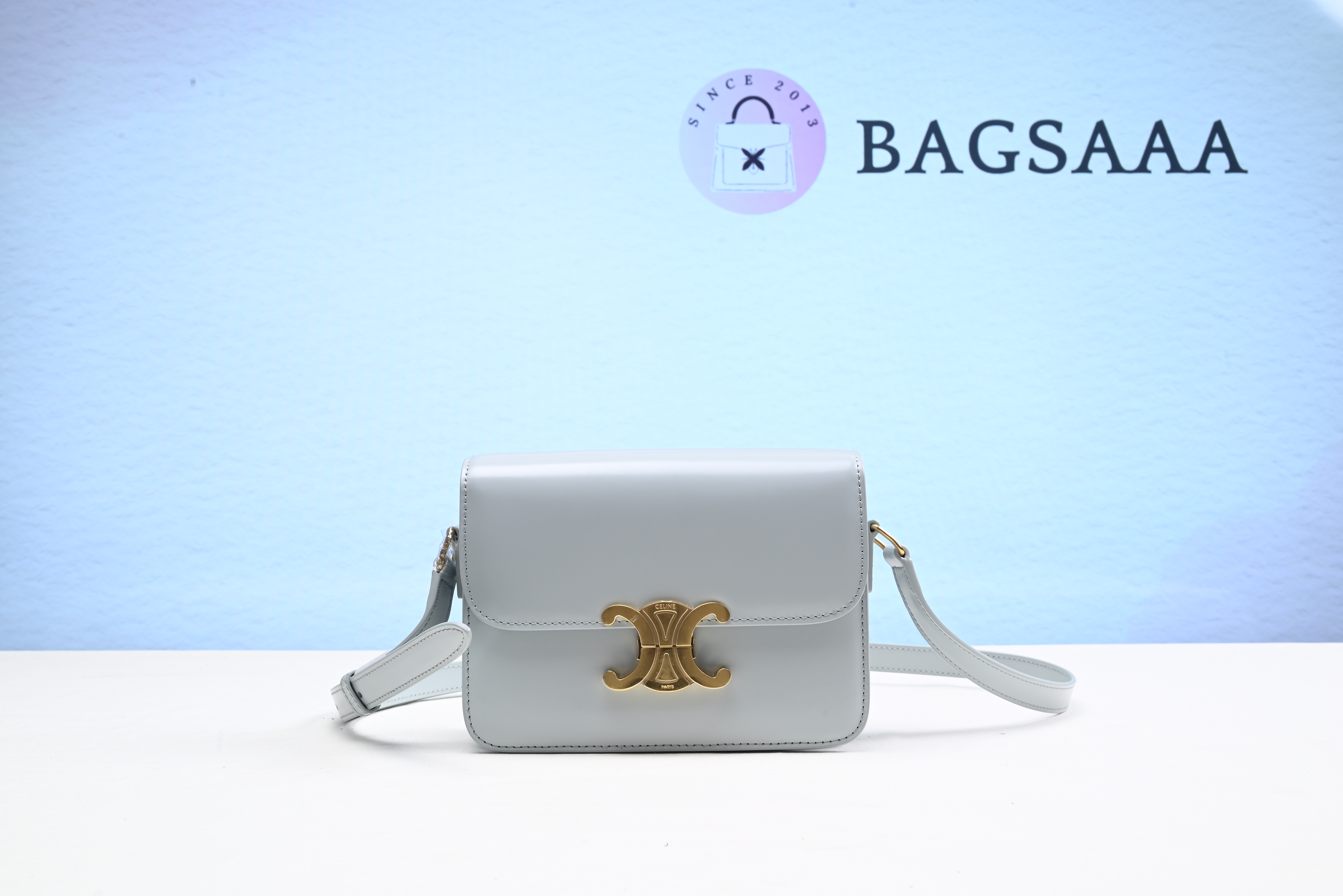 Bagsaaa Ce1i*e Classique Triomphe In shiny Calfskin Leather Blue - 18cm