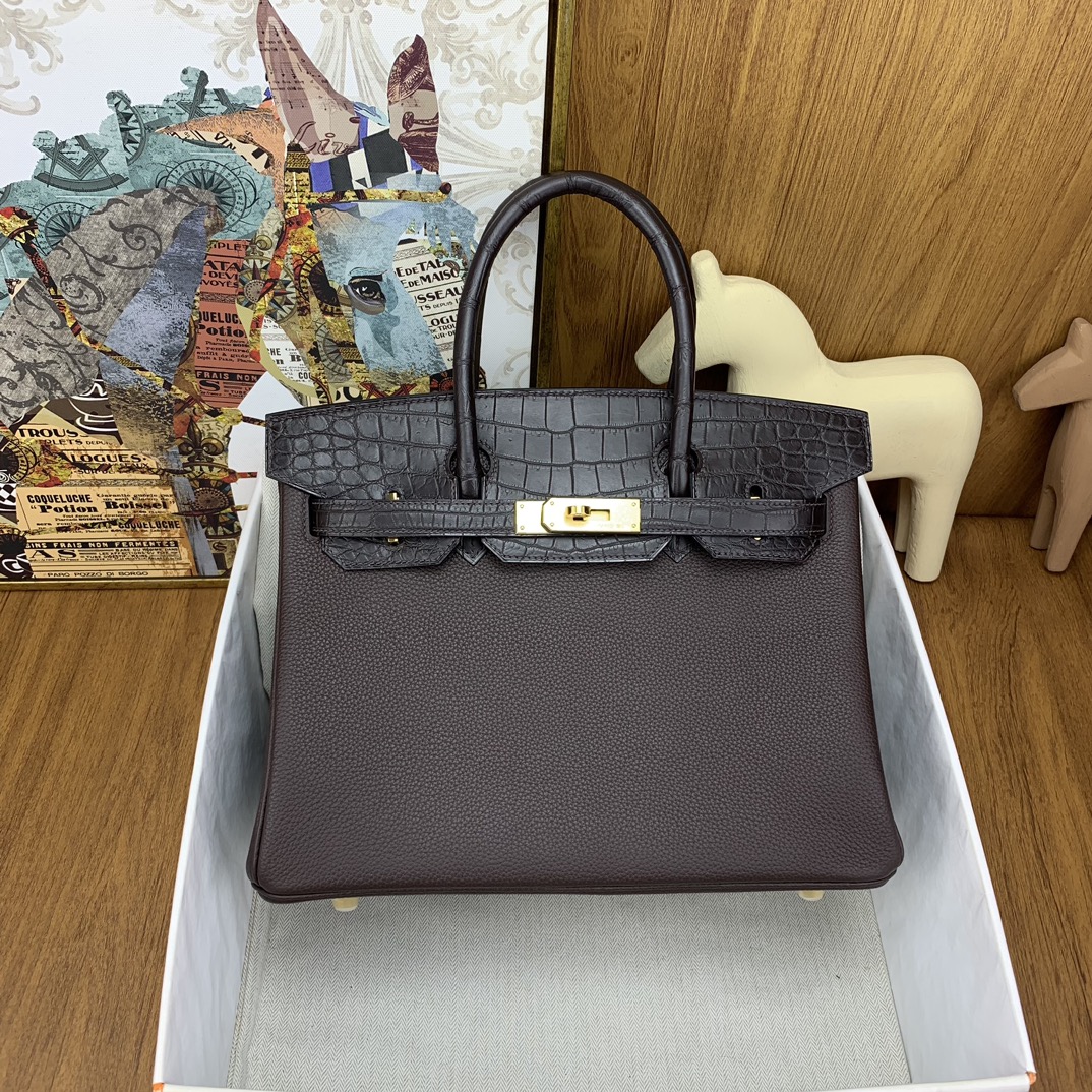 Bagsaaa H**me5 Birkin Touch Togo Brown 30cm