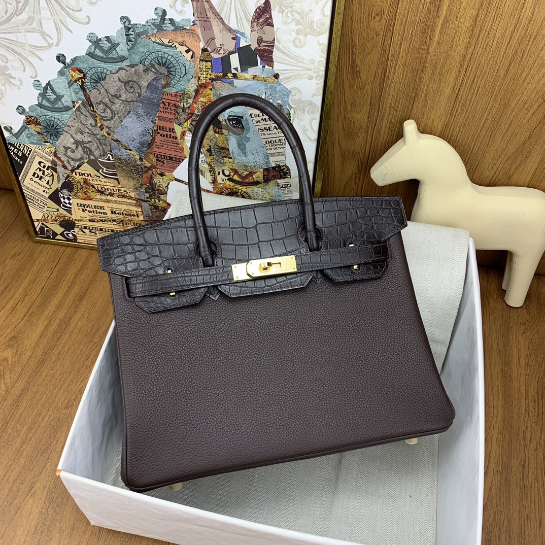 Bagsaaa H**me5 Birkin Touch Togo Brown 30cm