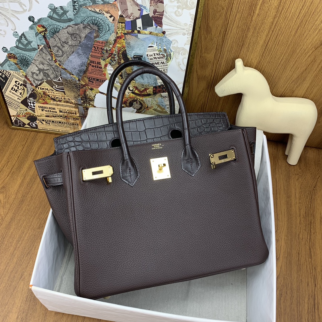 Bagsaaa H**me5 Birkin Touch Togo Brown 30cm