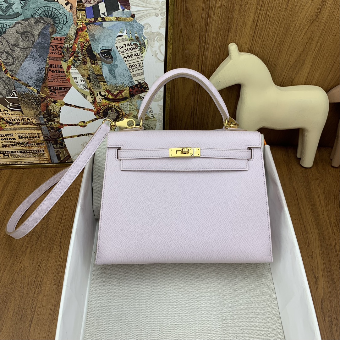Bagsaaa H**me5 Kelly 25cm Epsom Leather Pink With Gold Hardware