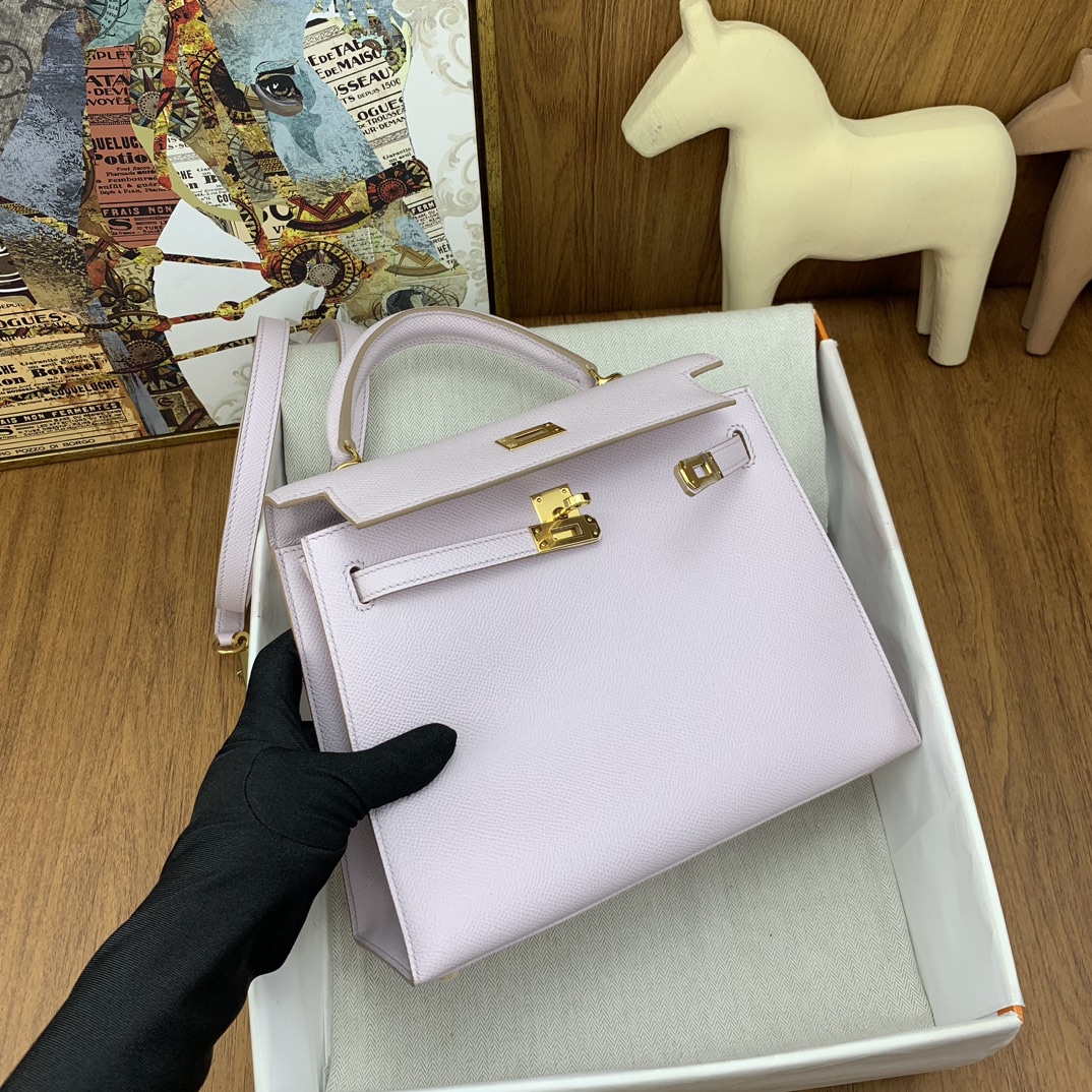 Bagsaaa H**me5 Kelly 25cm Epsom Leather Pink With Gold Hardware
