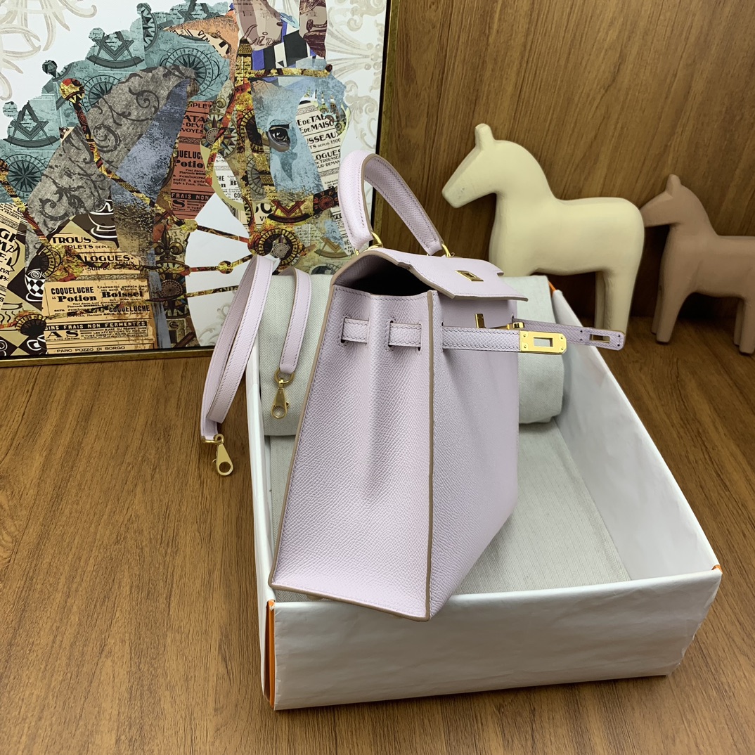 Bagsaaa H**me5 Kelly 25cm Epsom Leather Pink With Gold Hardware