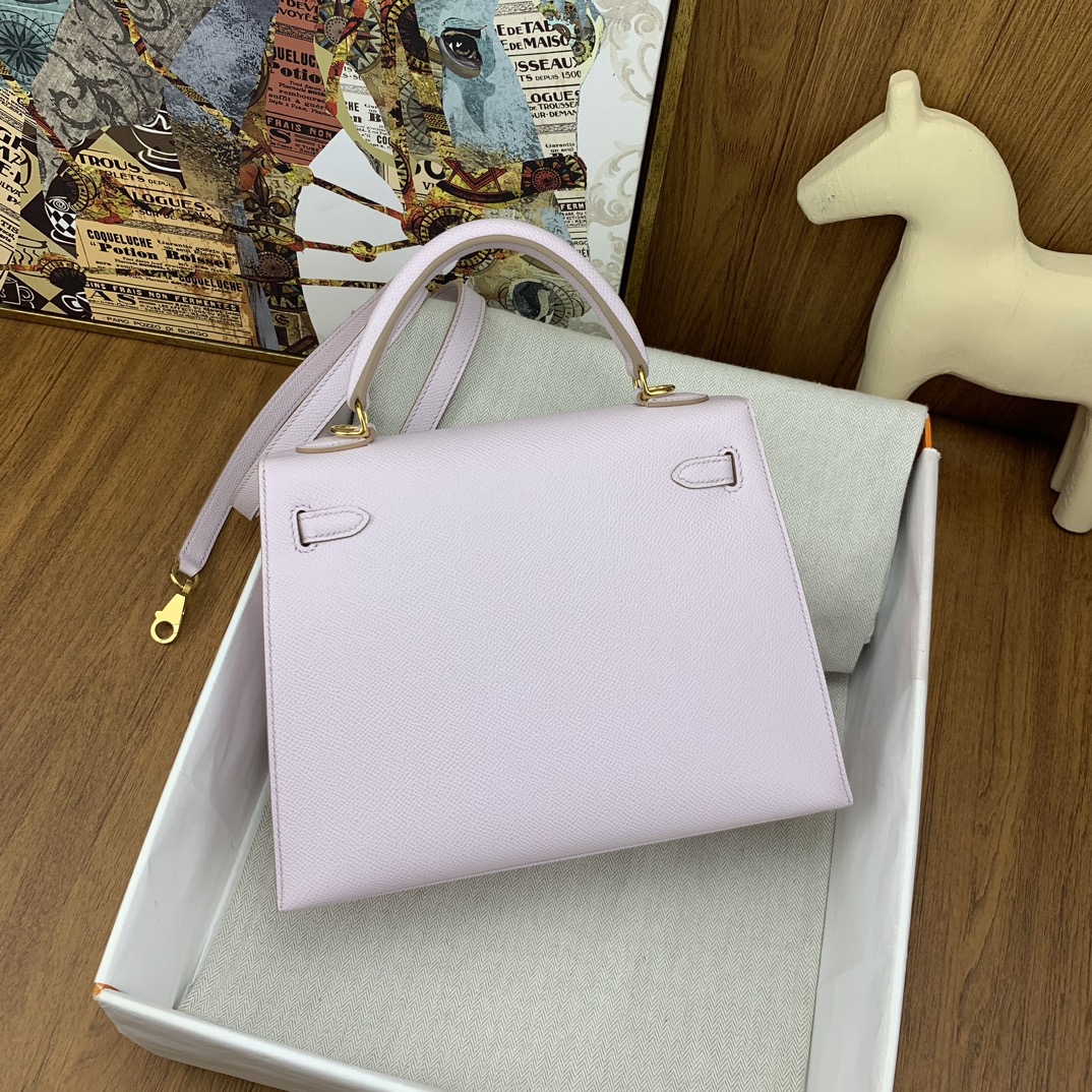 Bagsaaa H**me5 Kelly 25cm Epsom Leather Pink With Gold Hardware