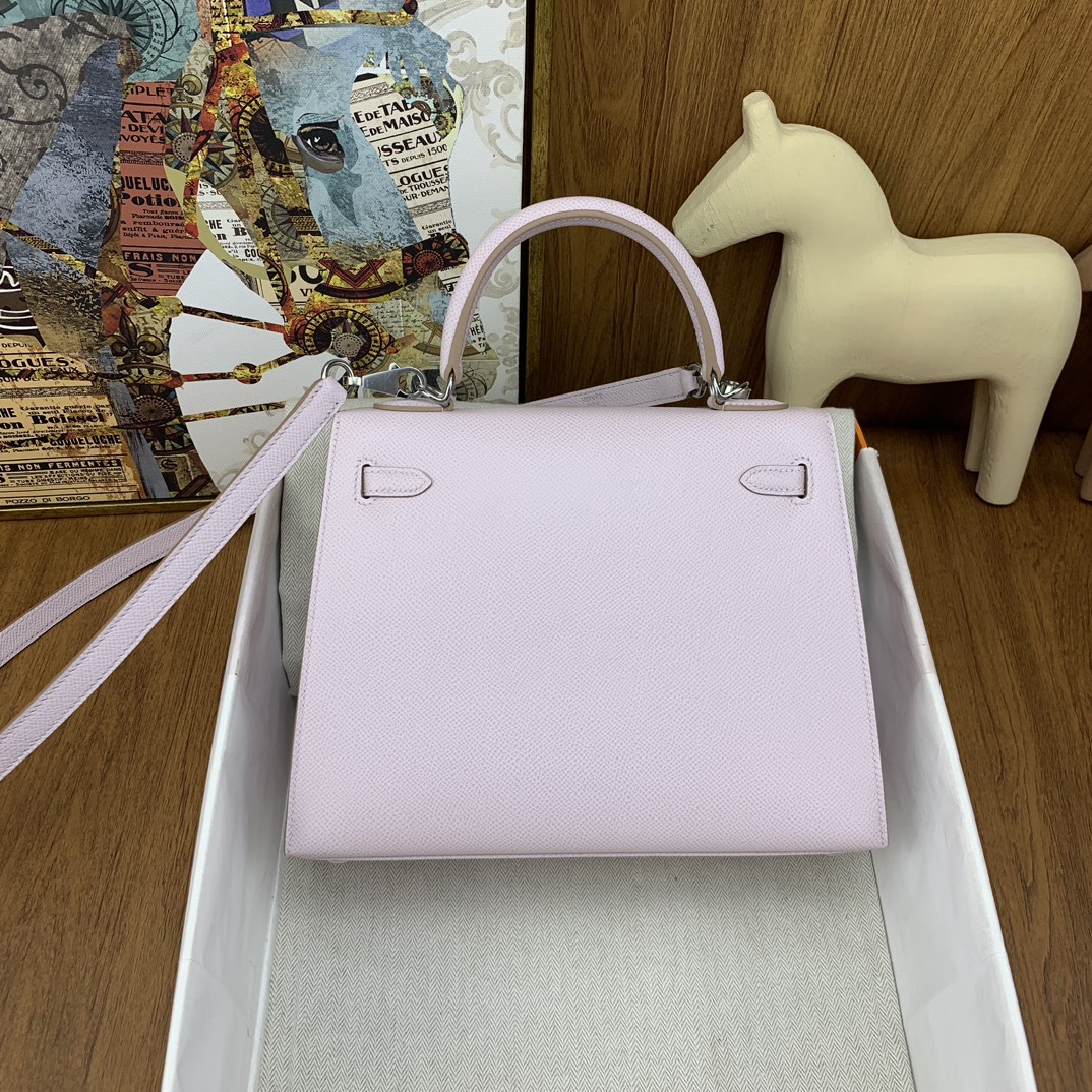 Bagsaaa H**me5 Kelly 25cm Epsom Leather Pink With Silver Hardware