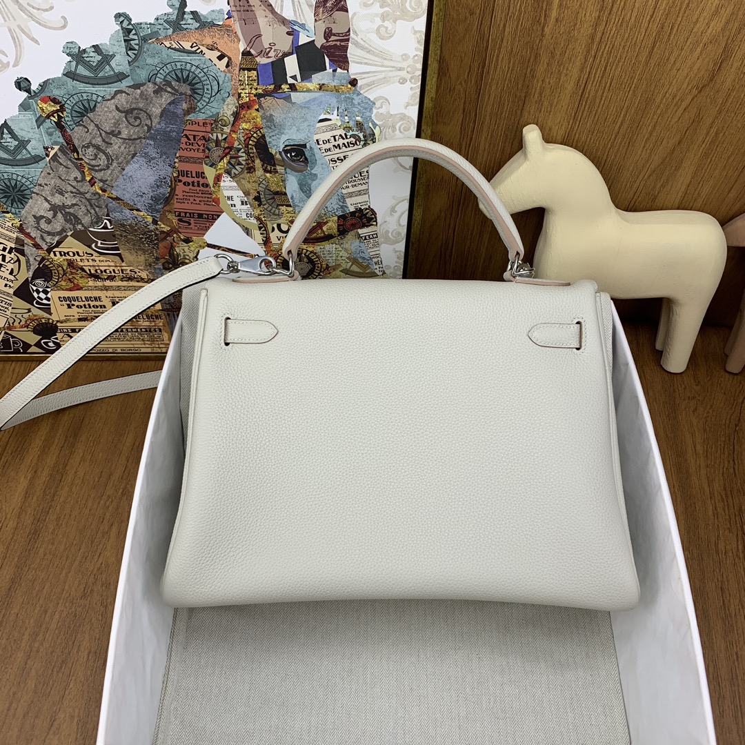 Bagsaaa H**me5 Kelly 32cm White Togo Leather