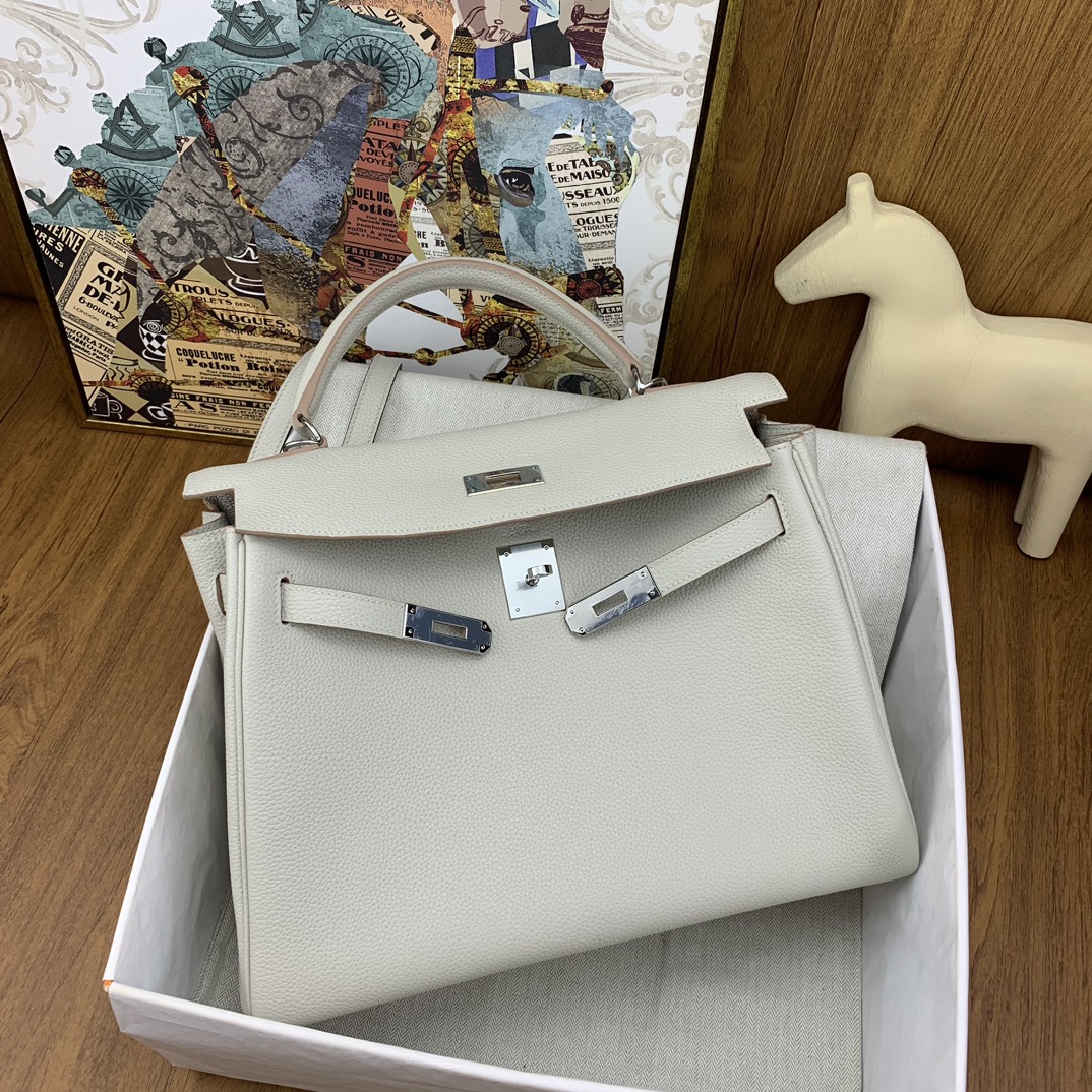 Bagsaaa H**me5 Kelly 32cm White Togo Leather