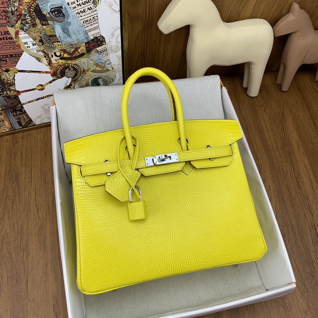 Bagsaaa H**me5 Birkin 25cm Lizard Leather In Yellow
