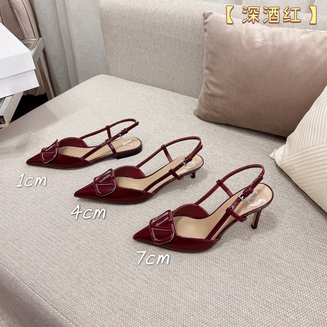 Bagsaaa Va1e*ntin0 Signature Vlogo Slingback Burgundy