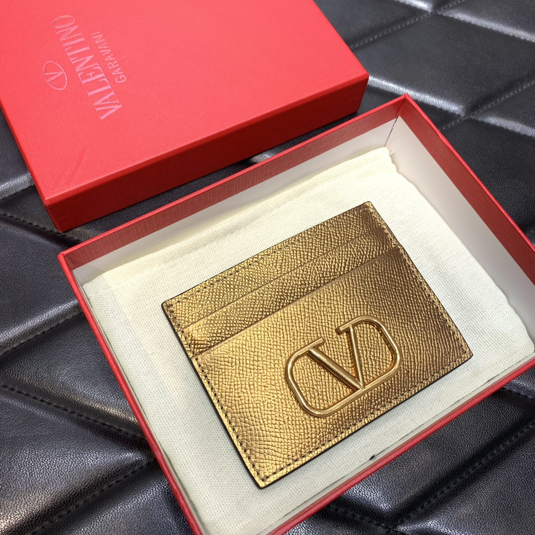 Bagsaaa Va1e*ntin0 VLogo Signature metallic cardholder