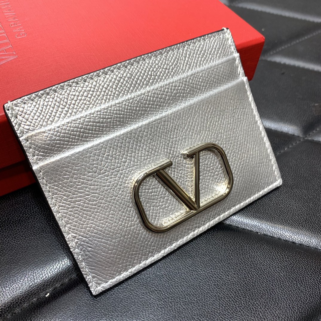 Bagsaaa Va1e*ntin0 VLogo Signature metallic silver cardholder