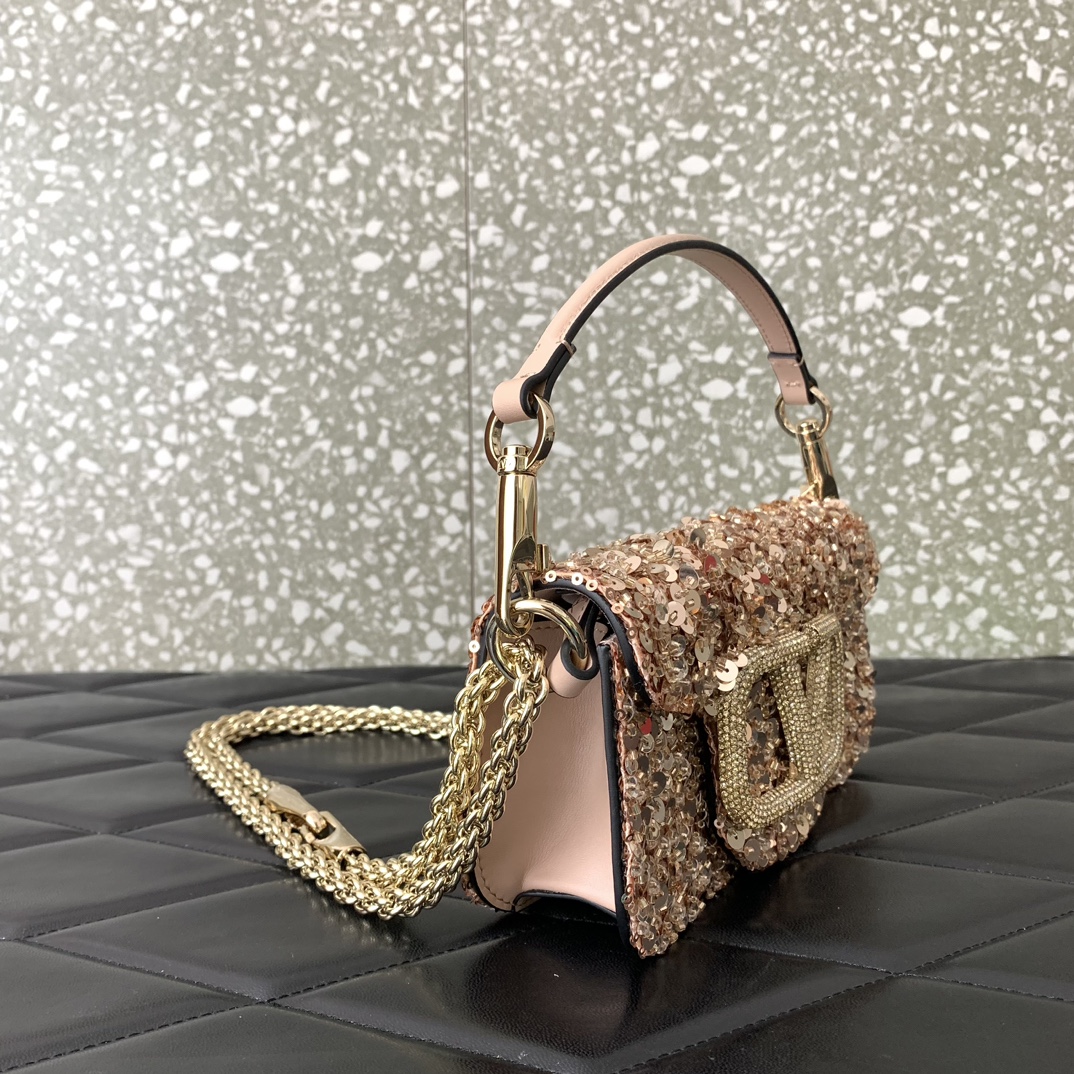 Bagsaaa Va1e*ntin0 VLogo Signature Foldover Top Mini Shoulder Bag - 19x10.5x5cm