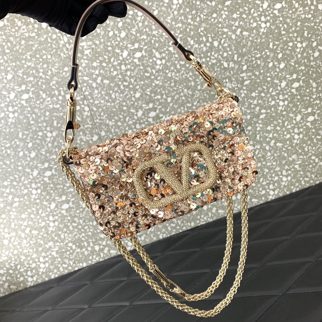Bagsaaa Va1e*ntin0 VLogo Signature Foldover Top Mini Shoulder Bag - 19x10.5x5cm