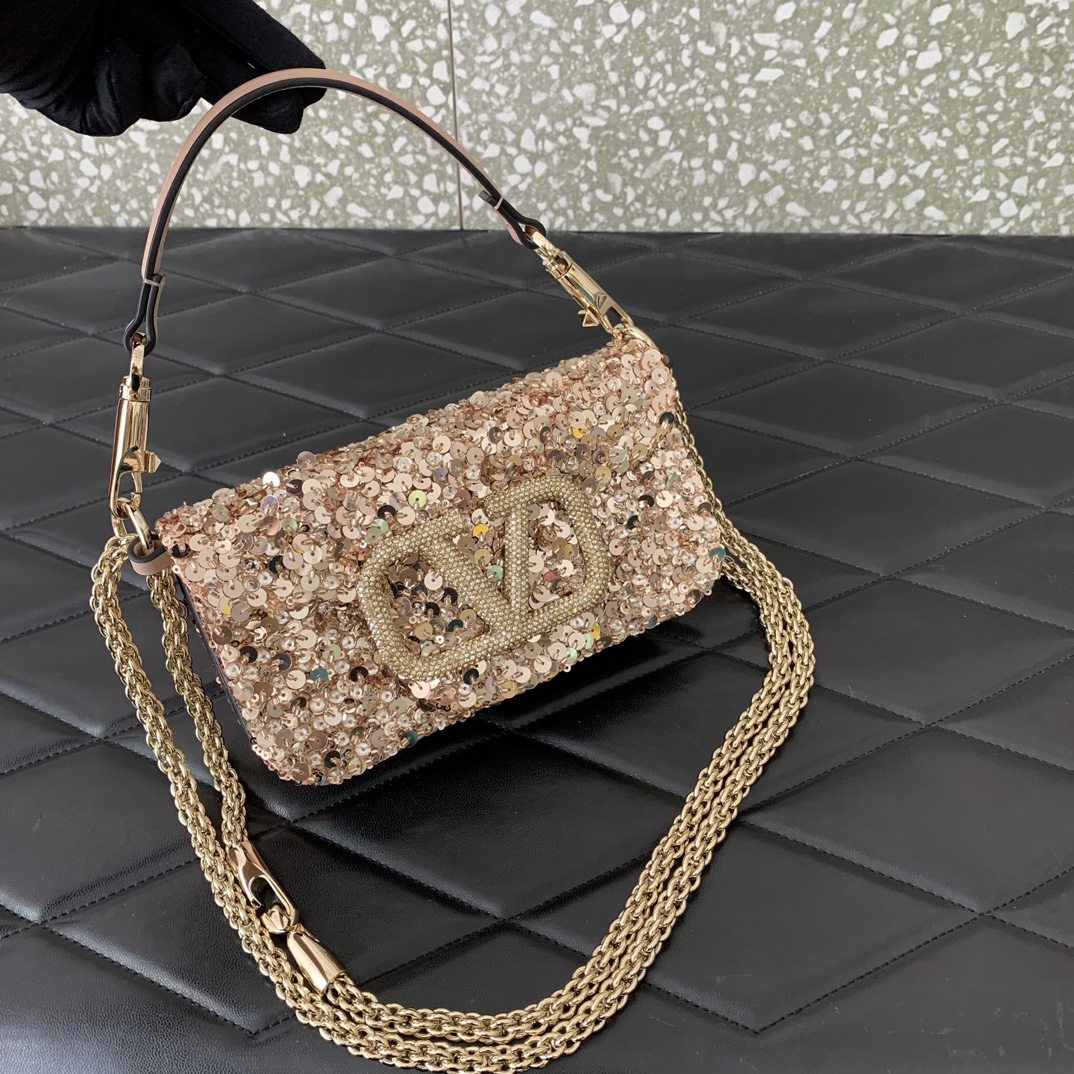 Bagsaaa Va1e*ntin0 VLogo Signature Foldover Top Mini Shoulder Bag - 19x10.5x5cm