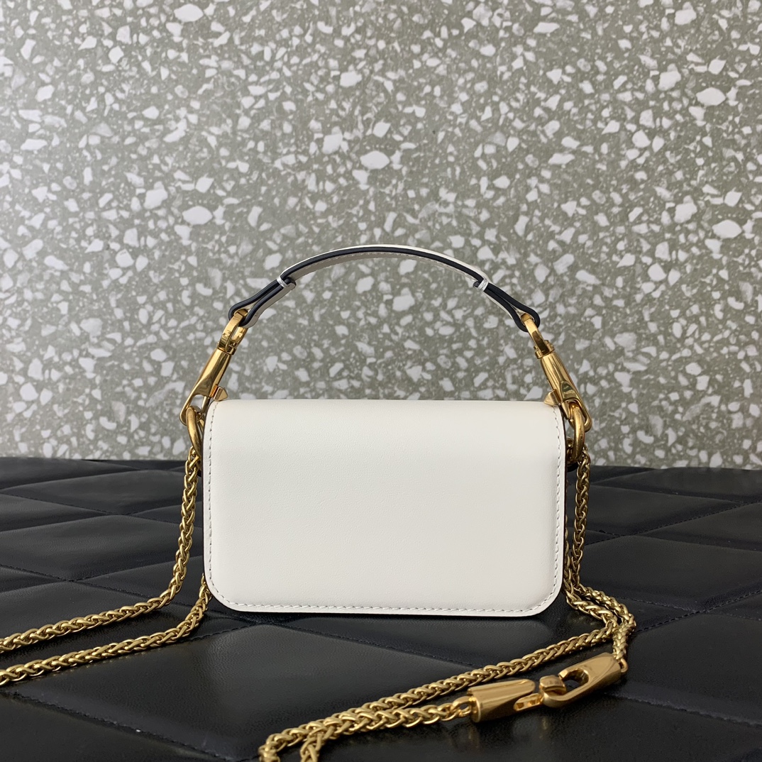 Bagsaaa Va1e*ntin0 Garavani Loco Small Vlogo Calfskin Shoulder Bag Light Ivory - 13x7x4.5cm