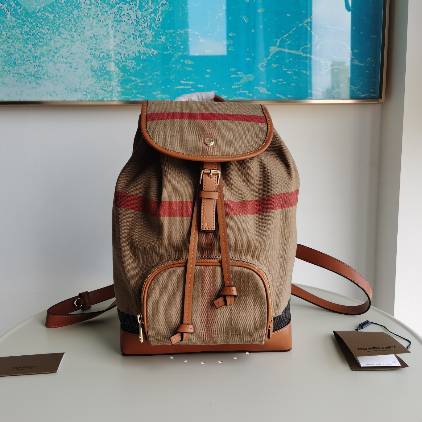 Bagsaaa Bv*b*rry Check-print brown backpack - 24x13x37cm