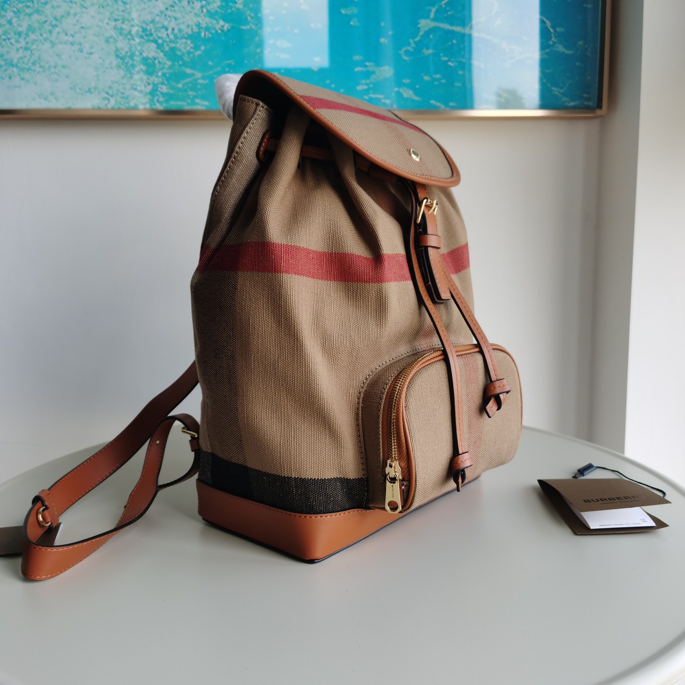 Bagsaaa Bv*b*rry Check-print brown backpack - 24x13x37cm