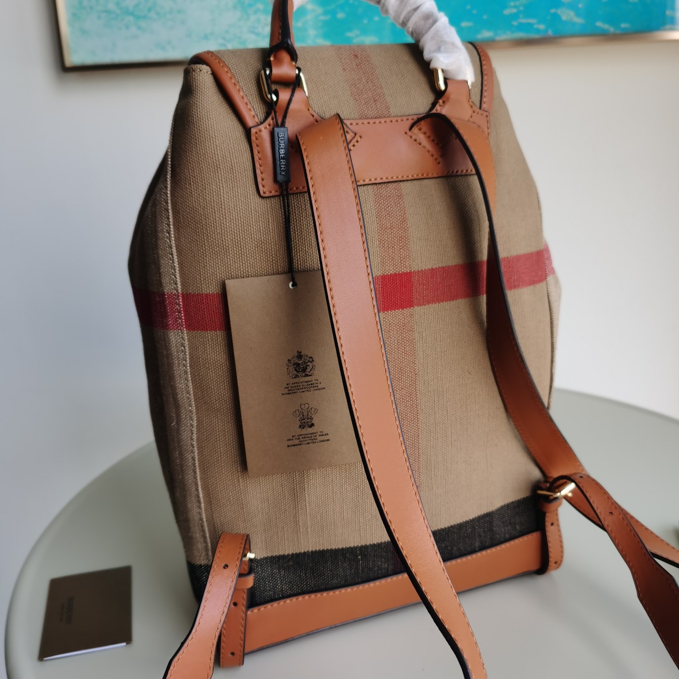 Bagsaaa Bv*b*rry Check-print brown backpack - 24x13x37cm