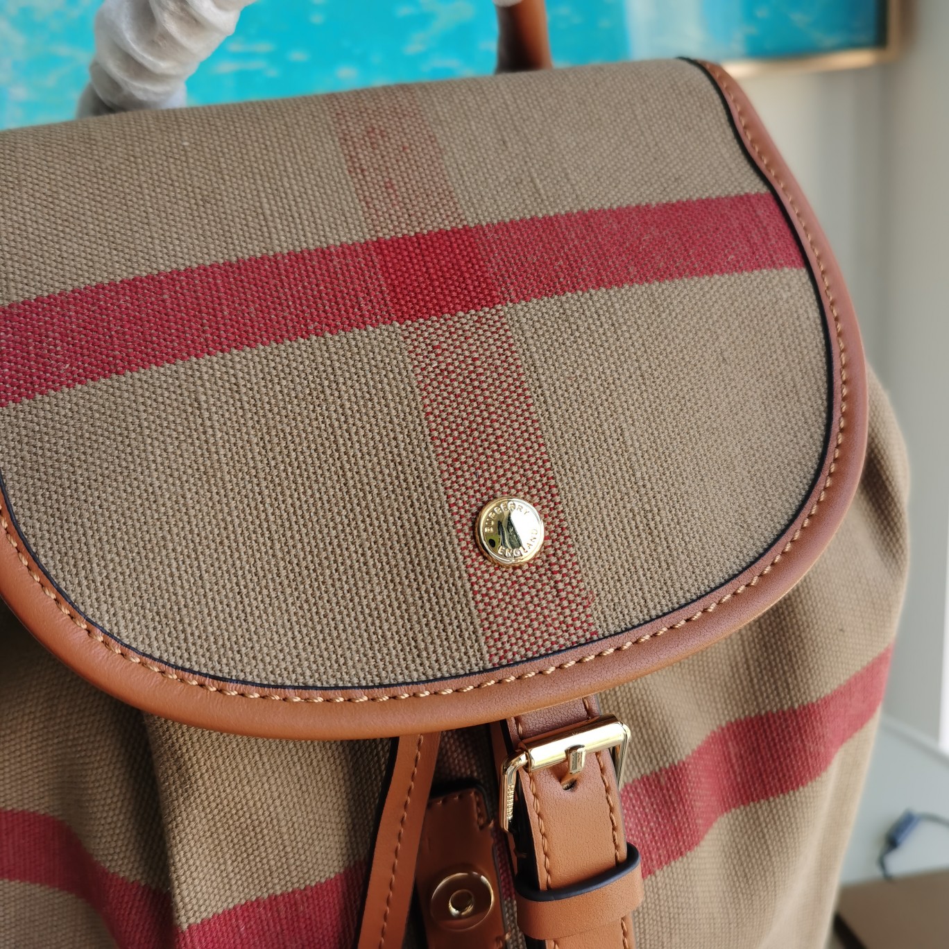 Bagsaaa Bv*b*rry Check-print brown backpack - 24x13x37cm
