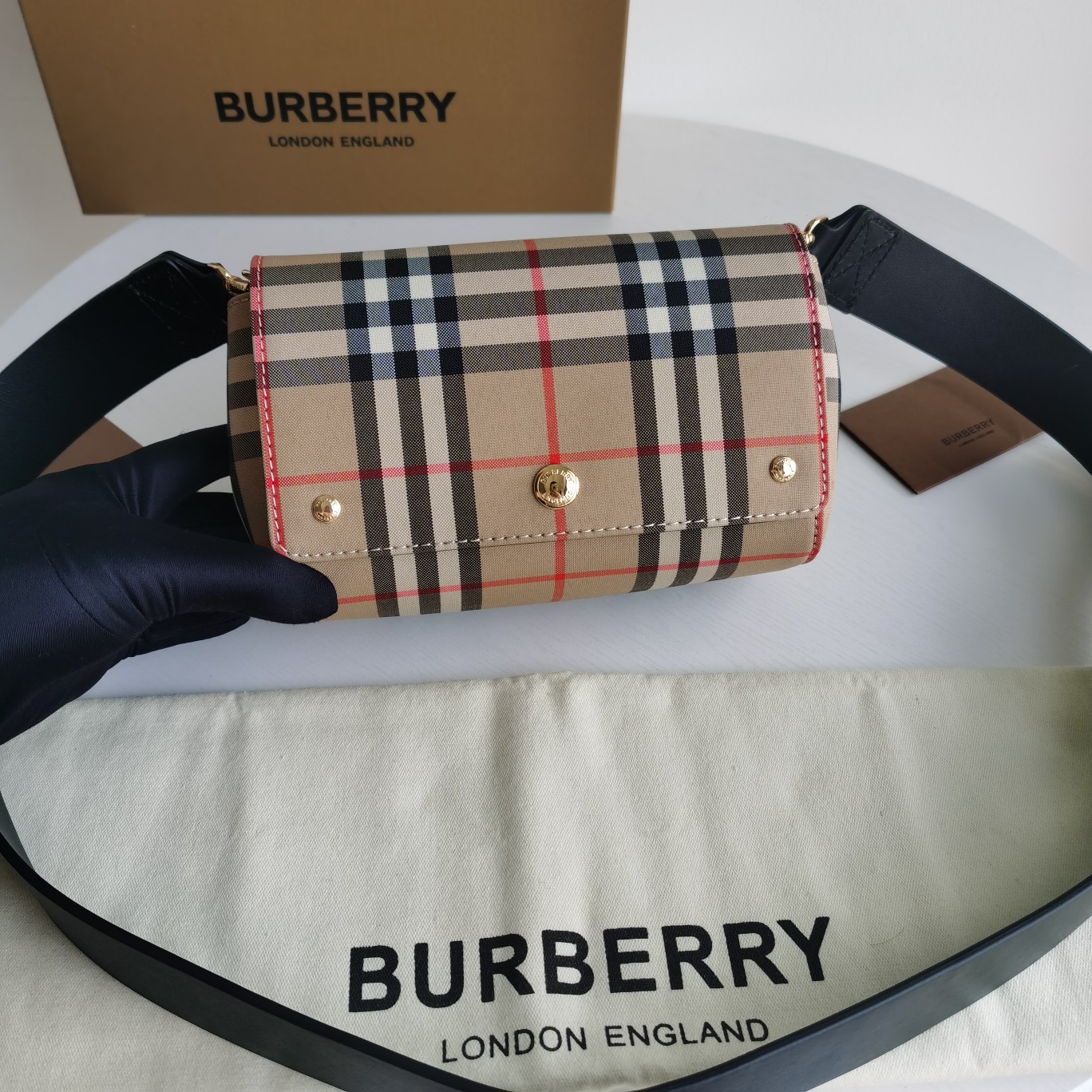 Bagsaaa Bv*b*rry Wo Hackberry Vintage Check Crossbody Bag Beige - 18 x 8 x 12cm