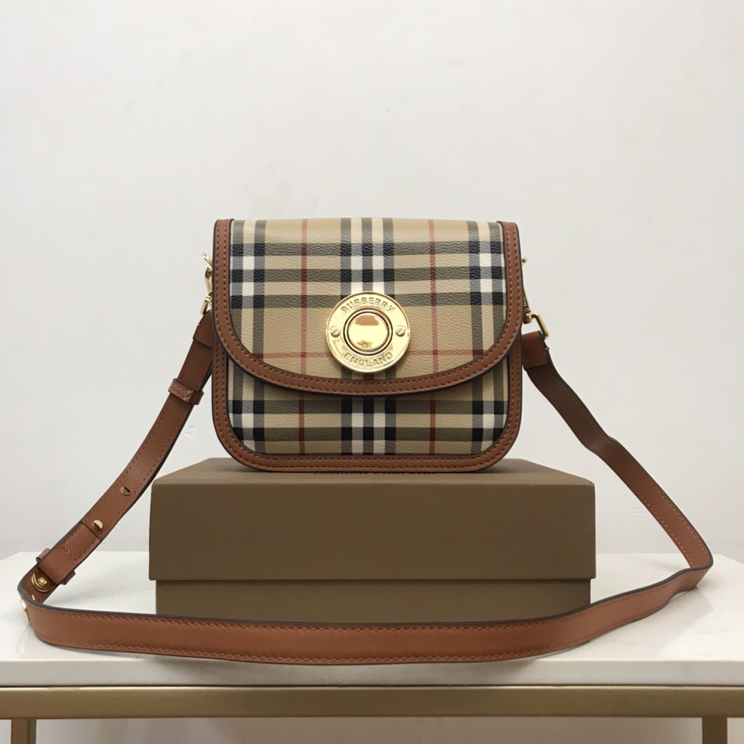 Bagsaaa Bv*b*rry Elizabeth Small E-canvas & Leather Shoulder Bag - 19 x 6 x 16cm