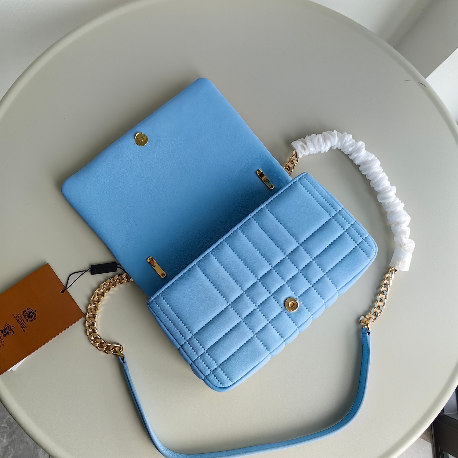 Bagsaaa Bv*b*rry Blue Leather Camera Lola Shoulder Bag - 23x6x13cm