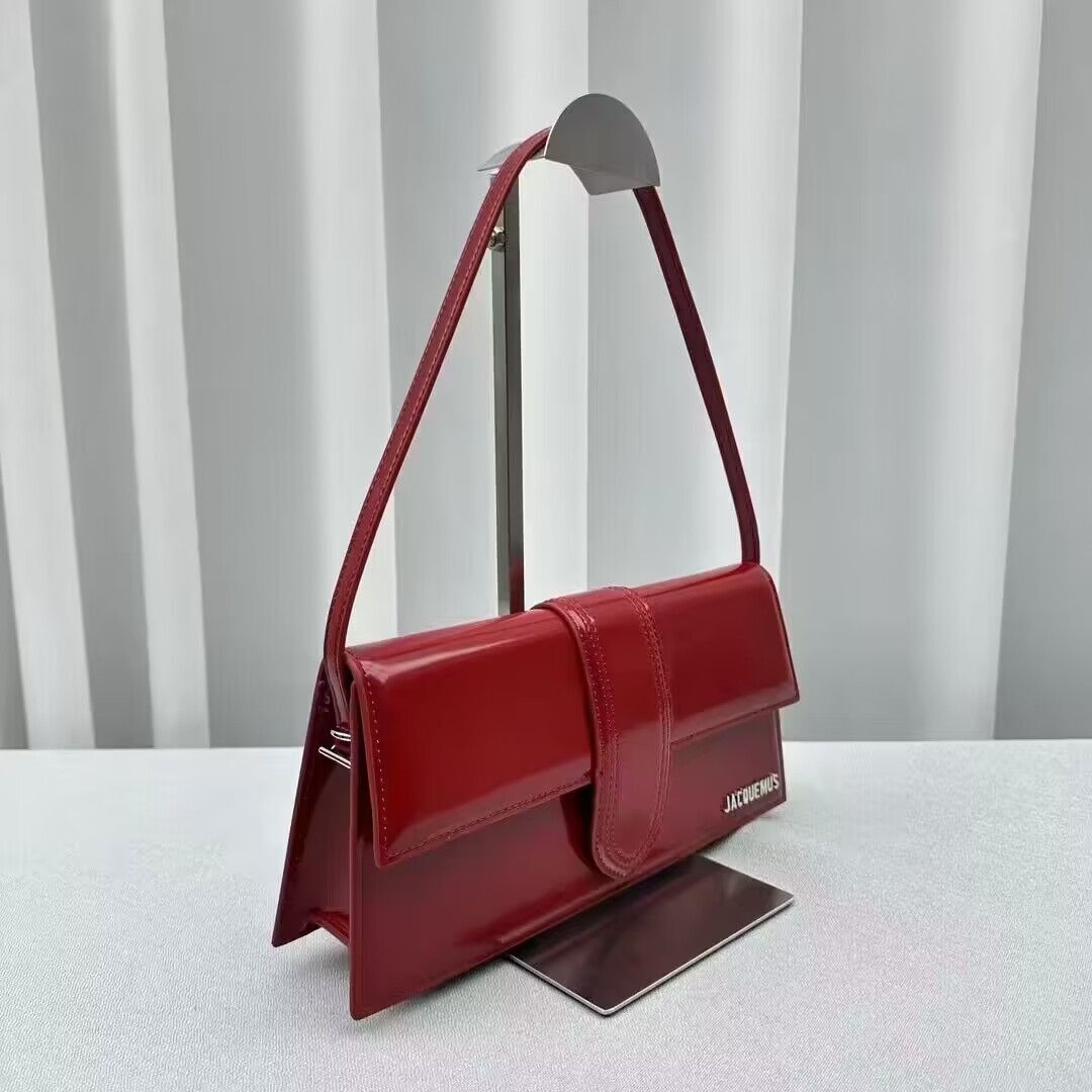Bagsaaa Jacquemus Le Bambino Long Shoulder Bag in Red Patent Leather
