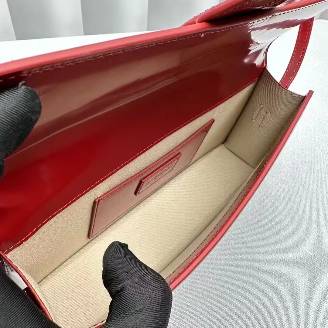 Bagsaaa Jacquemus Le Bambino Long Shoulder Bag in Red Patent Leather