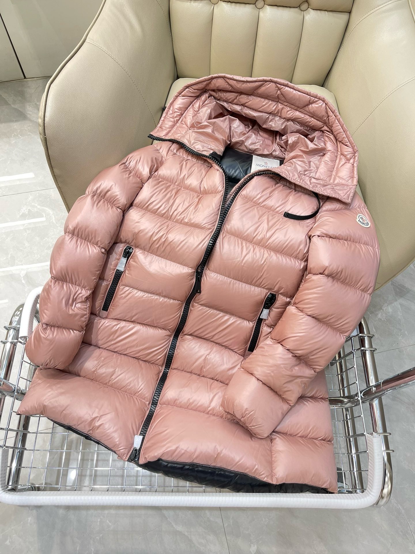 Bagsaaa Moncler Long Down Pink Jacket