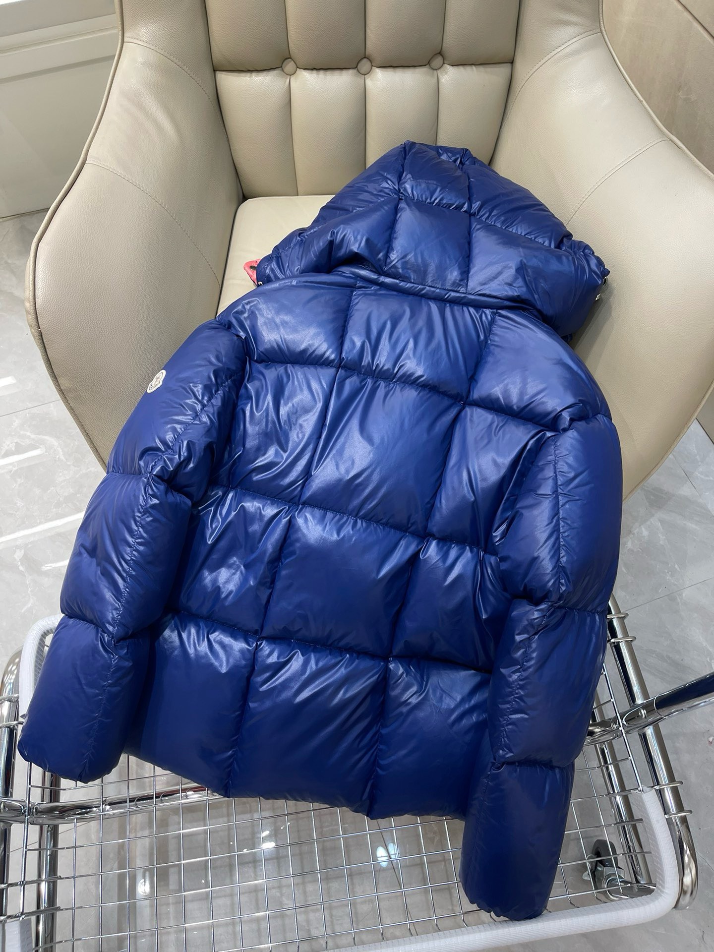 Bagsaaa Moncler Short Down Blue Jacket With Detachable hood