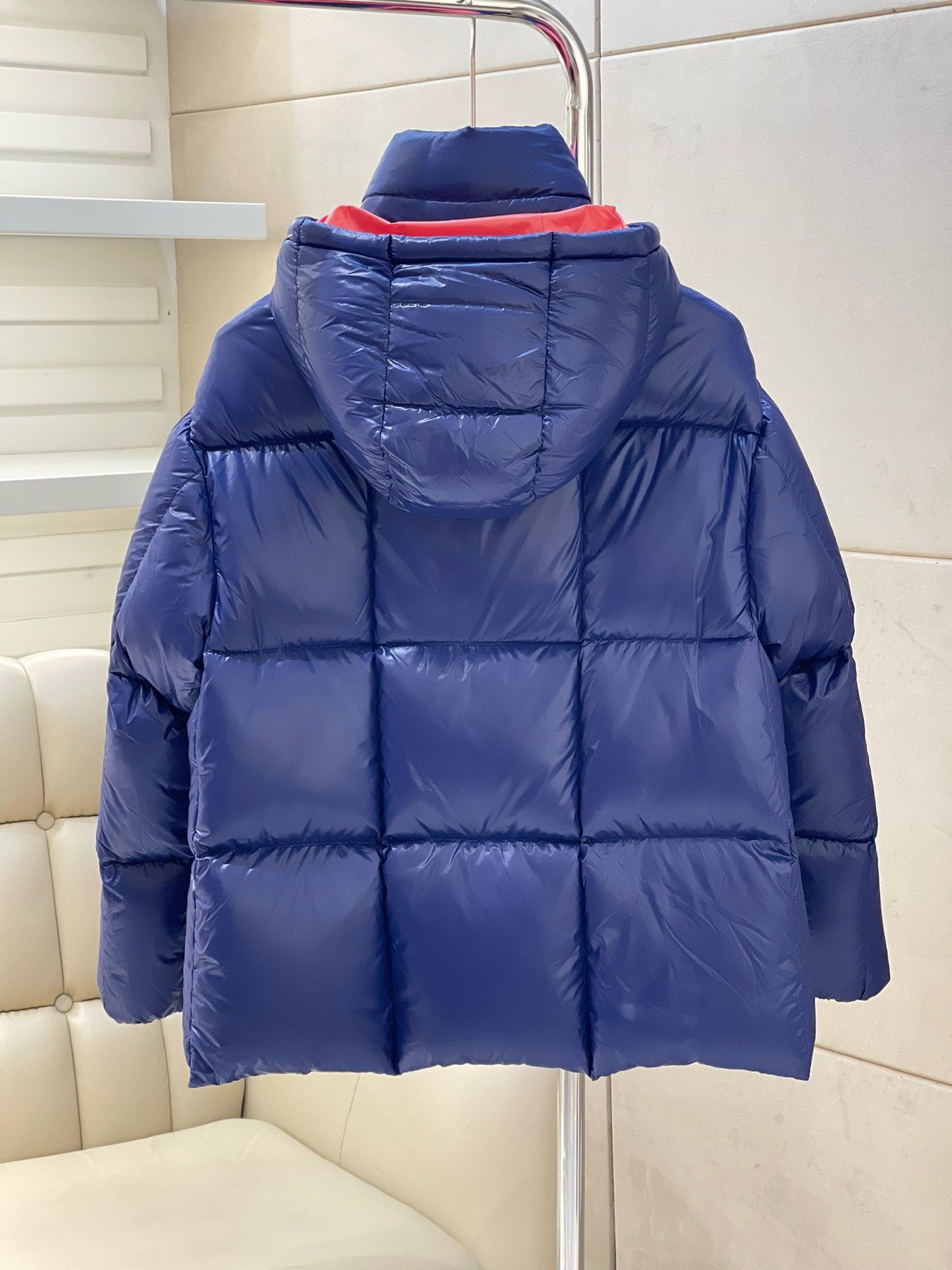 Bagsaaa Moncler Short Down Blue Jacket With Detachable hood