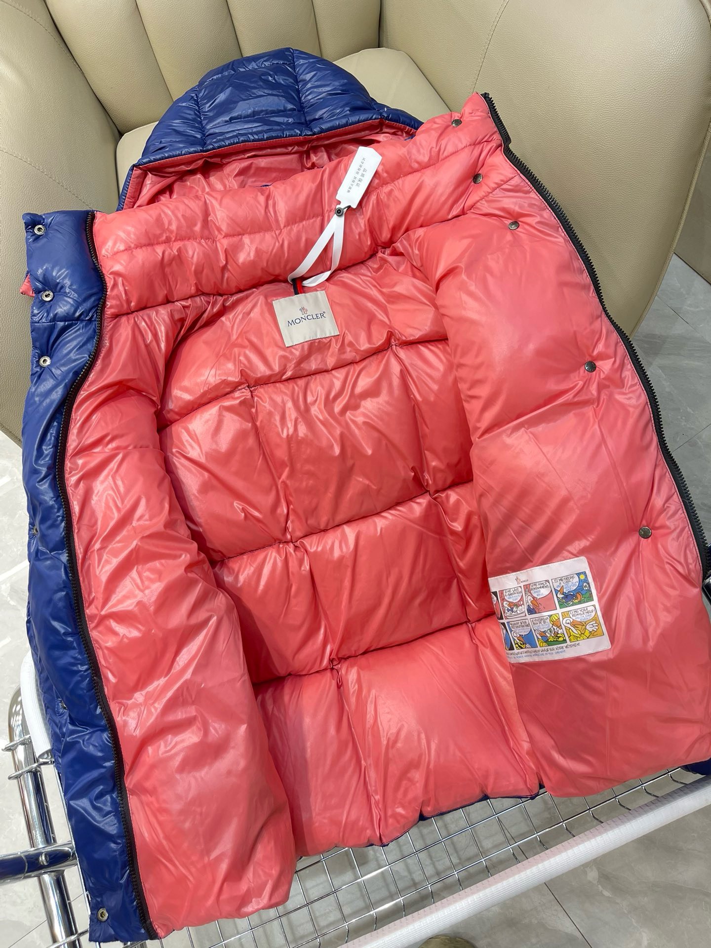 Bagsaaa Moncler Short Down Blue Jacket With Detachable hood