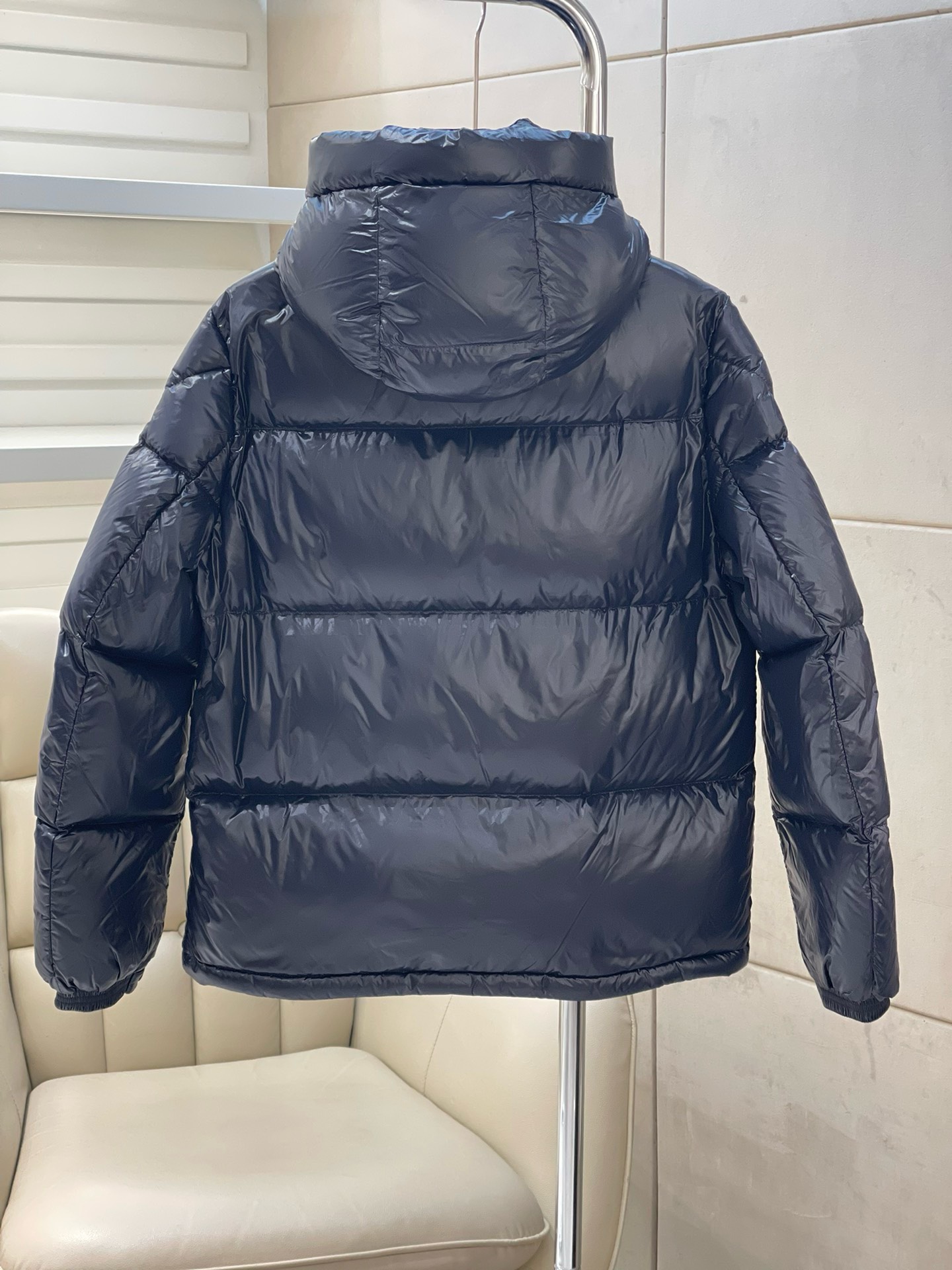 Bagsaaa Moncler Short Down Dark Blue Jacket With Detachable hood