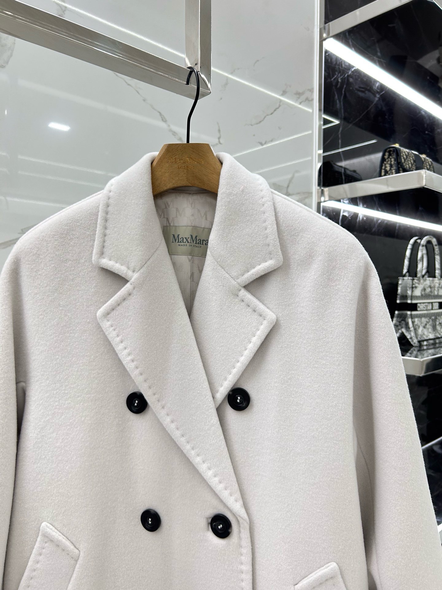 Bagsaaa Max Mara White Wool Long Coat