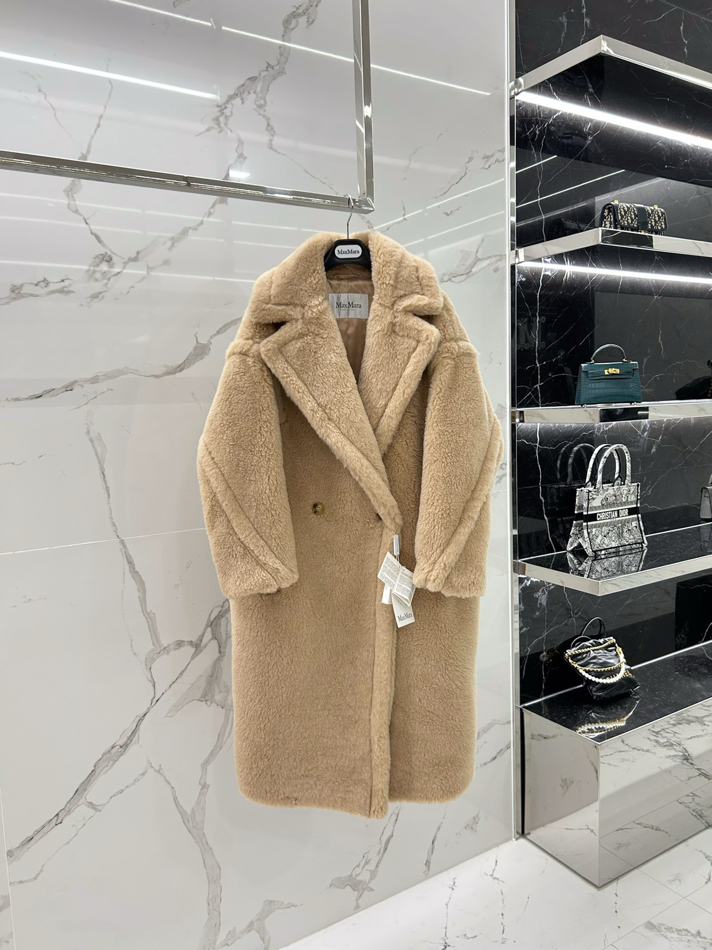 Bagsaaa Max Mara Shearling Long Coat Brown