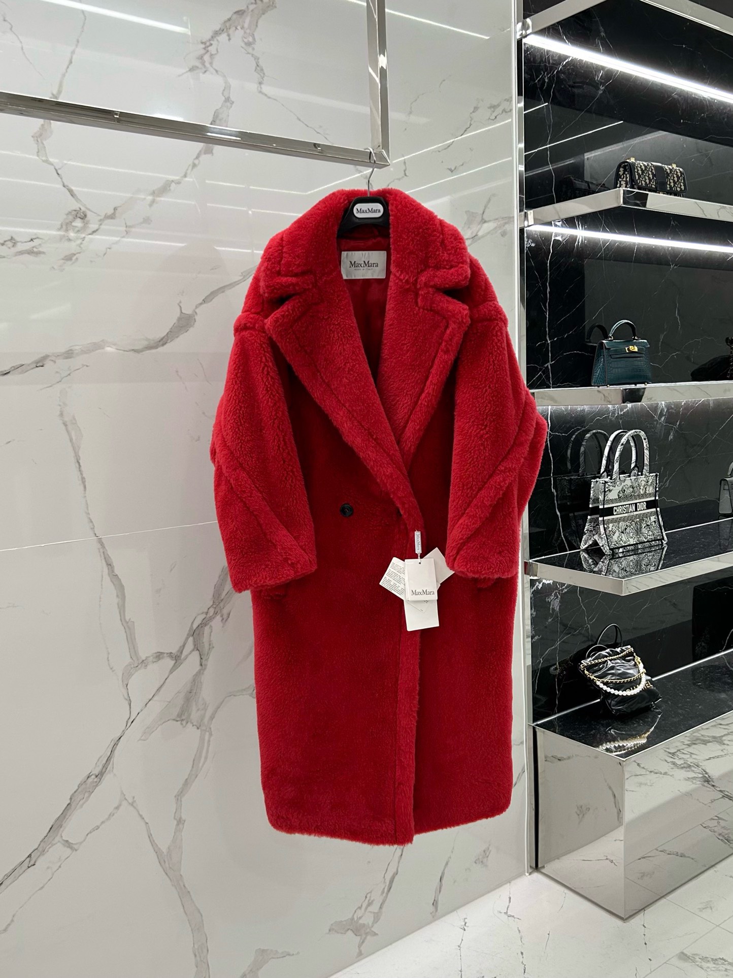 Bagsaaa Max Mara Shearling Long Coat Red
