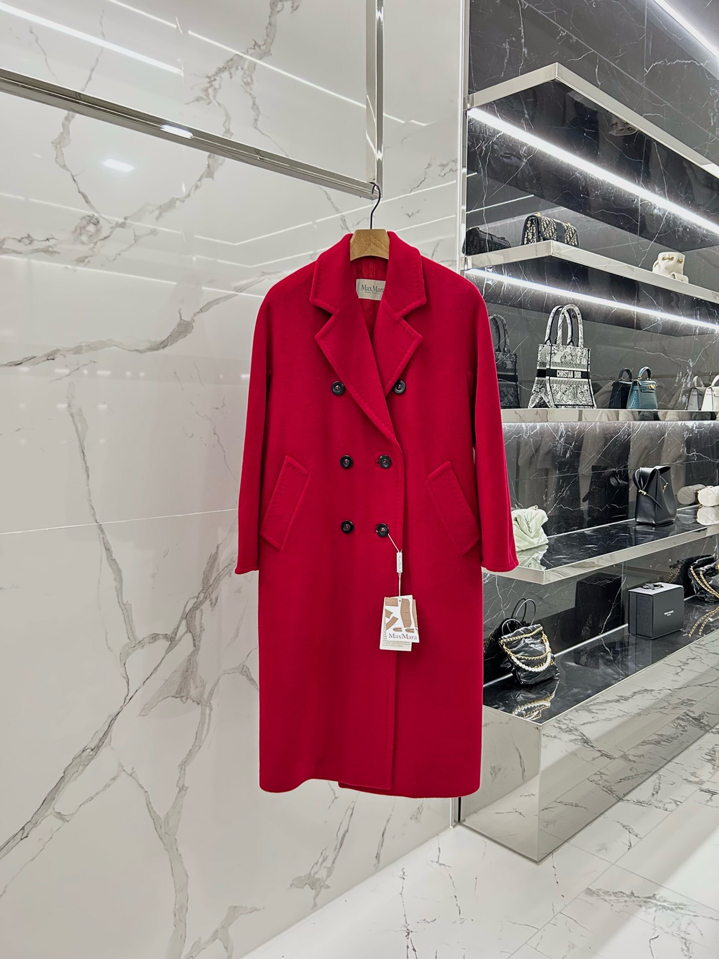 Bagsaaa Max Mara Shearling Long Coat Red