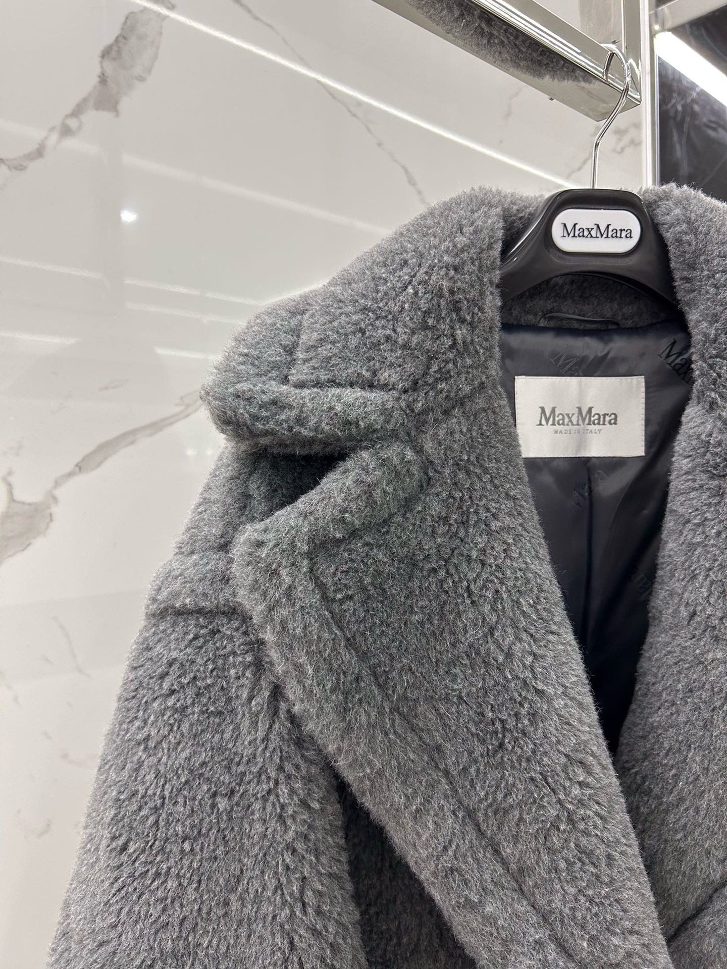 Bagsaaa Max Mara Shearling Long Coat Grey