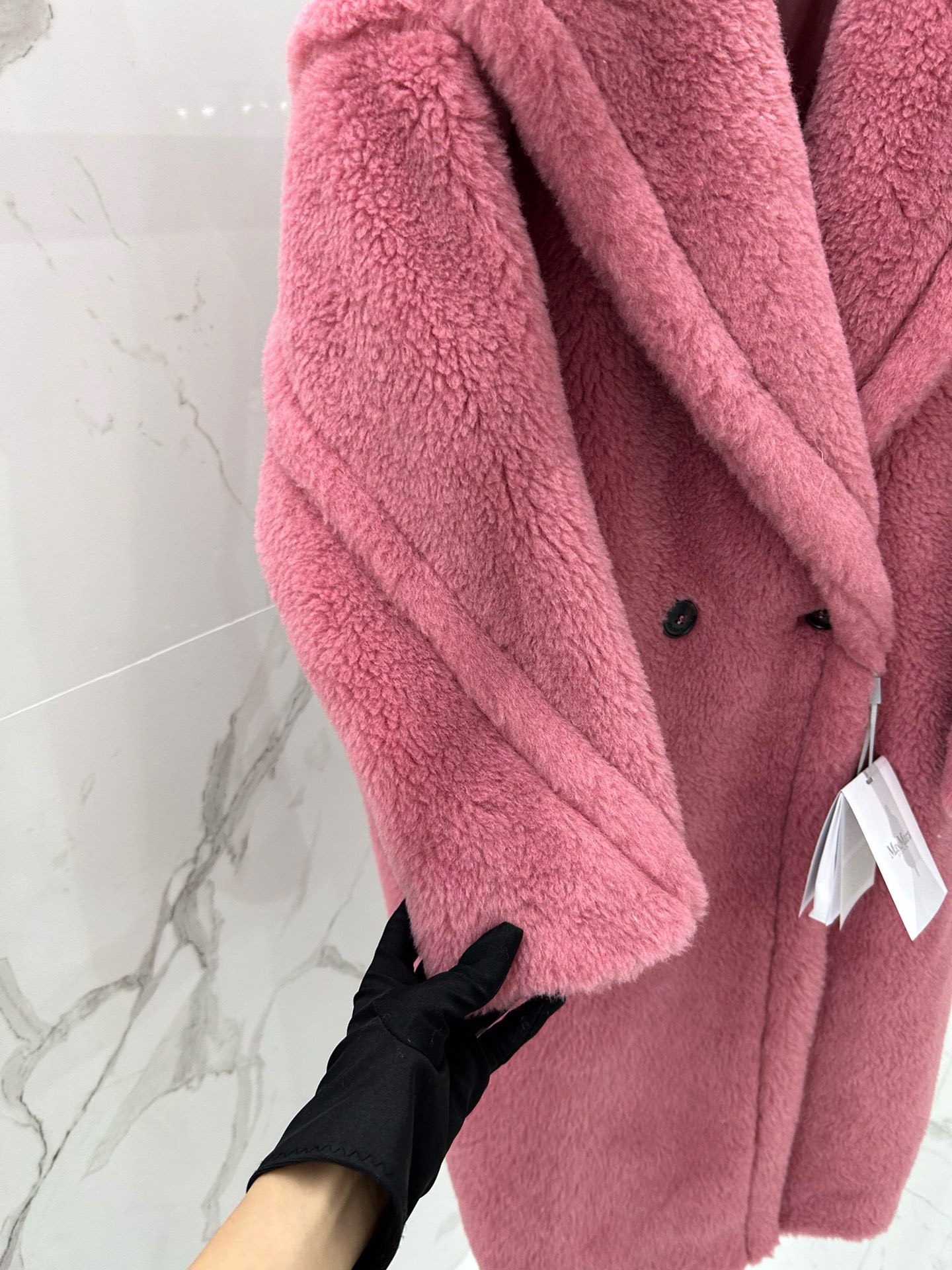 Bagsaaa Max Mara Shearling Long Coat Pink