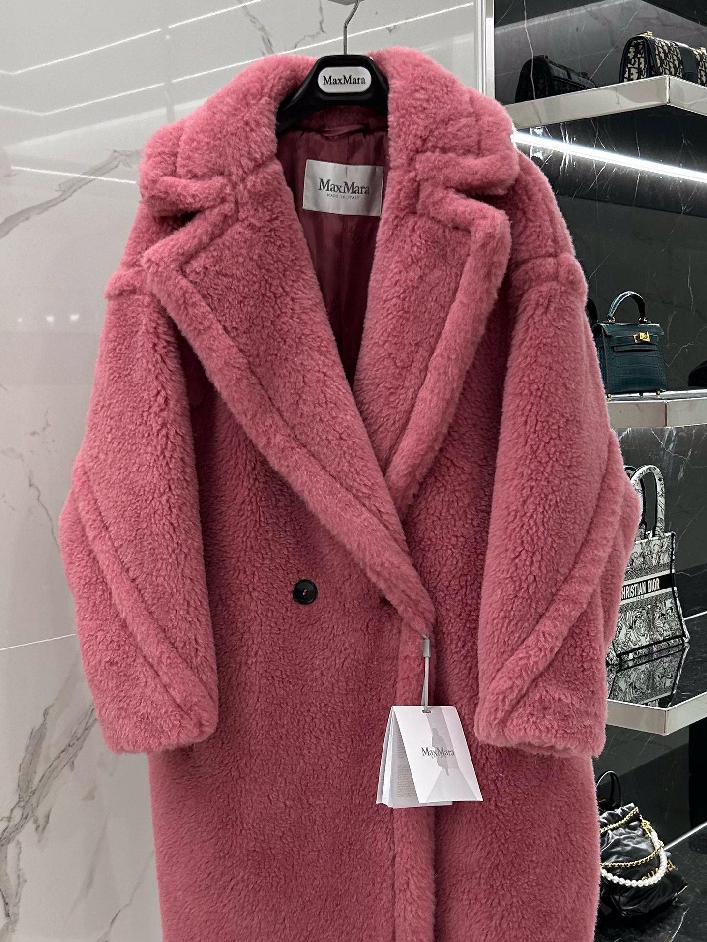 Bagsaaa Max Mara Shearling Long Coat Pink