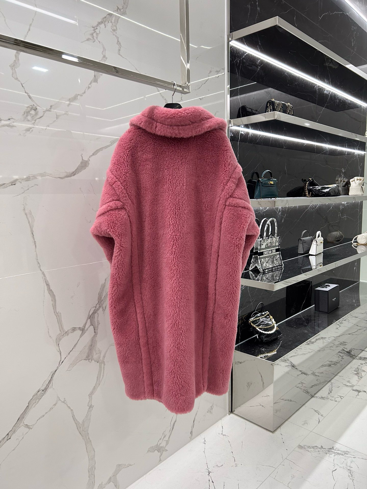 Bagsaaa Max Mara Shearling Long Coat Pink