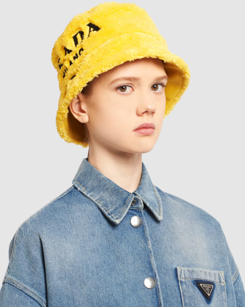 Bagsaaa Pra*a Terrycloth bucket hat yellow