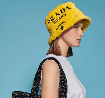 Bagsaaa Pra*a Terrycloth bucket hat yellow